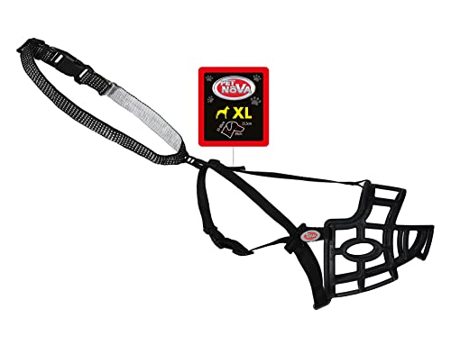 Plastic muzzle elastic muzzle 39cm plus collar 2.5cm: 33-60cm, MUZZLE-COLLAR-XL, Black