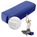 MABOZOO Yoga Bolster Pillow, Triple-Layer Sponge Rectangular Yoga Bolster with Carry Handle Meditation Pillow with Washable Cover for Restorative, Meditation (Blue)