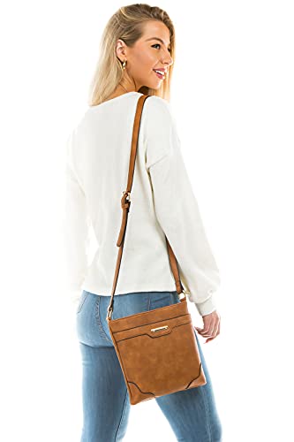 Image of Medium Size Solid Modern Classic Crossbody Bag with Gold Plate