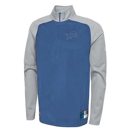 Outerstuff NFL Men's Detroit Lions Performance 1/4 Zip Pullover Fleece Top, O-Line Size L
