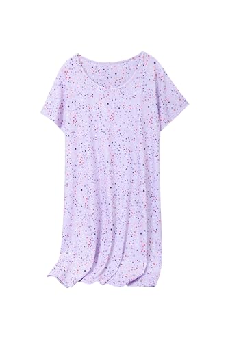 3 Pack Women's Cotton Nightgown Sleepwear Short Sleeve Sleepshirt Casual Print Sleepdress Cotton Sleepwear，S-3XL3