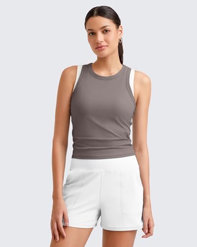 G4Free Workout Tank Tops for Women Slim Fitted Racerback Ribbed Athletic Gym Yoga Tanks Summer Casual4