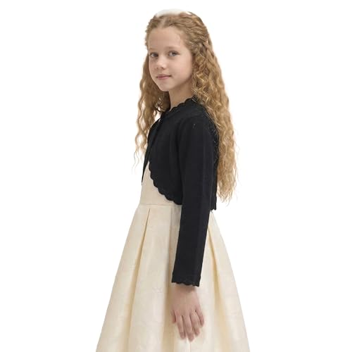 Image of Lilax Little Girls' Knit Long Sleeve Button Closure Bolero Cardigan Shrug