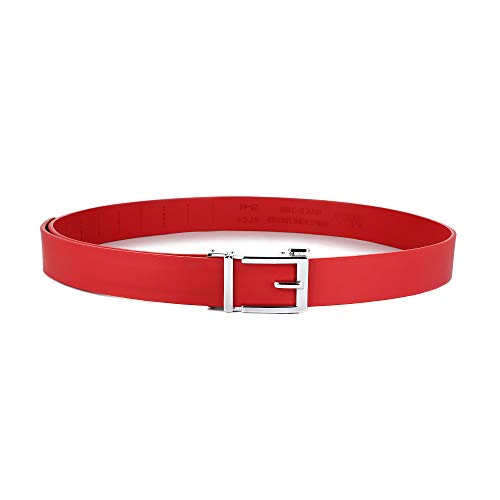 Image of Gelante Genuine Leather Ratchet Dress Belt With Automatic Sliding Buckle - Minimalistic Style-Trim to Fit