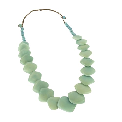 Made in the Andes Boho RhombusTagua Necklace (Lime Green)