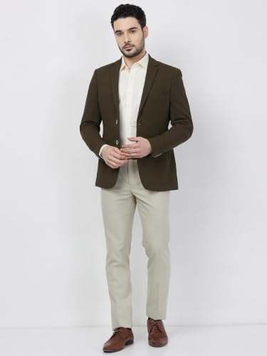 Image of Park Avenue Men's Super Slim Fit Pure Terylene Structure Pattern Notch Lapel Full Sleeve Formal Jacket