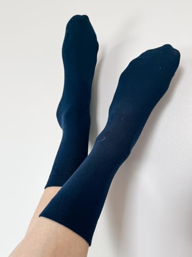 Image of COTTON DAY Women's Soft Combed Cotton Socks Seamless Toe Black White Navy