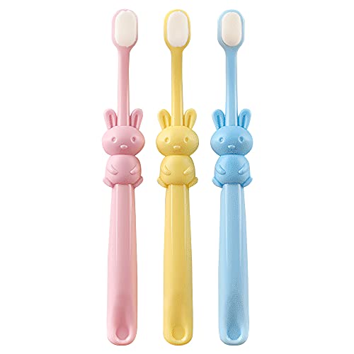 TOYAKU 子供用 歯ブラシ やわらかめ 子ども ナノ歯ブラシ こども 超極細毛歯ブラシ 乳歯と敏感歯を保護する 超柔らかい歯ブラシ 歯や歯茎を傷つけることなく 3~8歳 3本セット