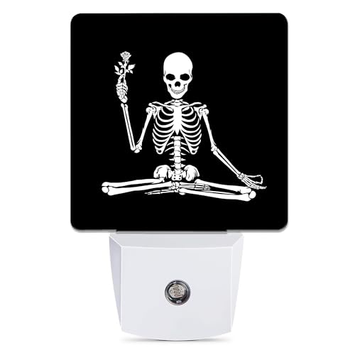 Jopowide Skeleton Holding Flower Night Light, Dusk to Dawn Smart Sensor Nightlight for Bedroom Bathroom Kitchen Hallway Stairs Hallway, Plug-in, Energy Efficient Decor Desk Lamp Gifts -  YUYAO YIJIA ELECTRIC CO LTD