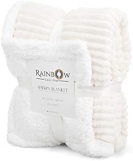 Quality Sherpa Throw blanket, incredibly soft and cosy. 480 GSM. 127x152cm. Great for relaxing - bed,sofa, car. Great gift for family and friends (Ivory)