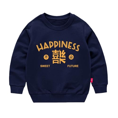 Sudadera de invierno para niños, cuello redondo, color marrón oscuro para mujer, marine, 6-7 años