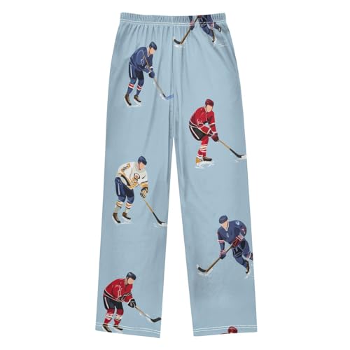 Ice Hockey Pattern Boys Long Pants Soft Trousers Elastic Waist Kids Lounge Bottoms with Pockets S-XL2