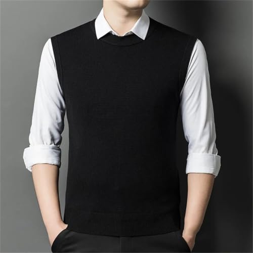 Men's Wool Sweater Vest Casual Crewneck Sleeveless Slim Knitted Business Outwear Tops2