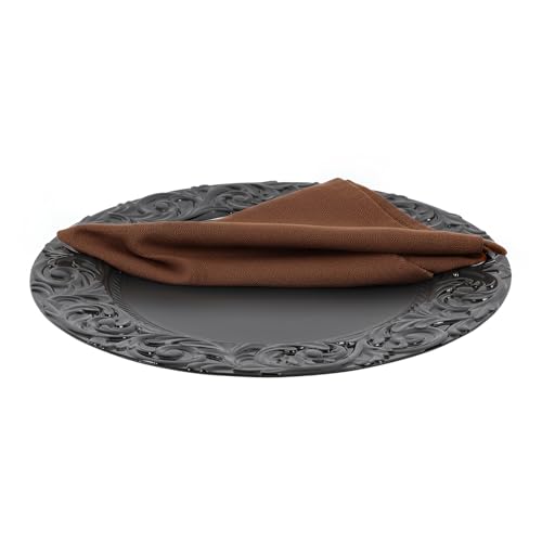 OUKANING 50 Platos Cargadores Redondos Plástico 13" Negro miniatura 6