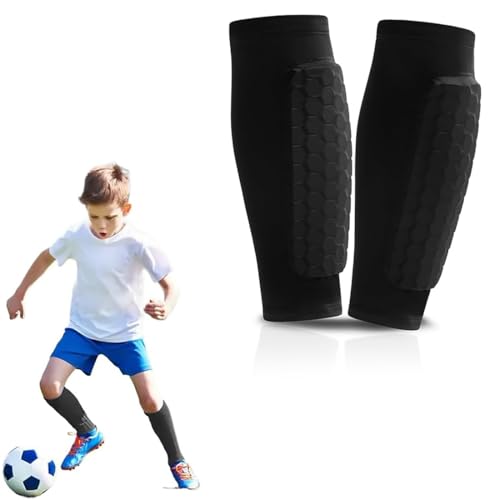 KIRZAX 1 Par Espinilleras Fútbol para Niños Jóvenes,Mangas Espinilleras Futbol con Espuma, espinilleras ski, Antideslizantes Calcetines de Espinilleras, Sujeta Espinilleras Futbol(S)