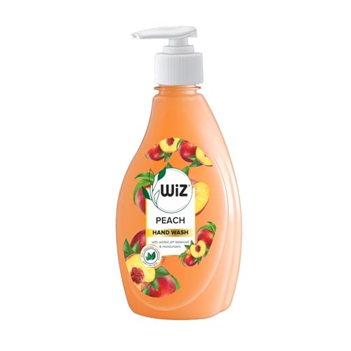 Image of Wiz Peach Handwash Liquid Soap Dispenser Bottle - 450ml | Germ Protection | Hand Wash with Added pH-Balanced & Moisturizers for Soft & Gentle Hands | Suitable for all Skin Types