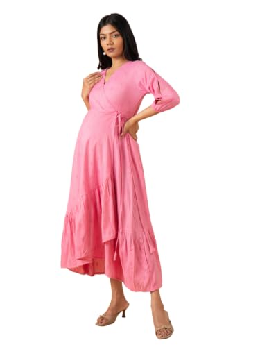 Image of The Mom Store Maternity and Nursing Wrap Dress for New Mom | Pre and Post Pregnancy Wear for Womens | Trendy Stylish Printed Friendly Dresses for Women | Comfortable