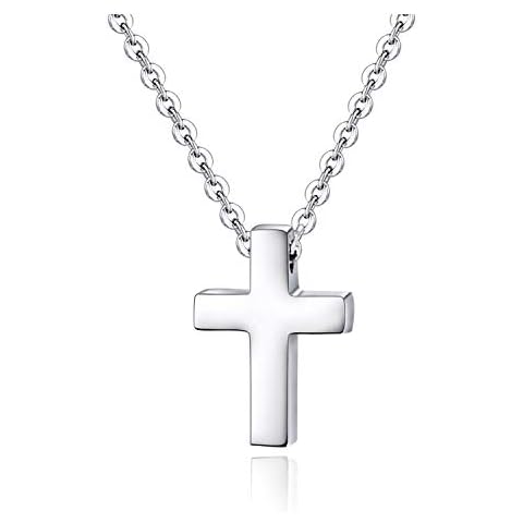 Xianli Wang Simple Cross Pendant for Children Kids Men Women Boys Girls Teens Stainless Steel Small Child Pendant Necklace (Silver tone-Teens/Adults) Cover