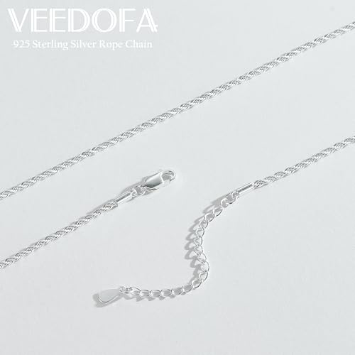 VEEDOFA 925 Sterling Silver Chains for Women Girls, Hypoallergenic Twisted Rope Necklace Chain, Lightweight Long Necklaces for Women, 2mm Thin Sterling Silver Chains for Pendent, Jewellery for Gifts - Image 6