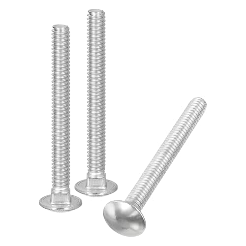 Image of uxcell 1 /4-20x2-1 /2 Carriage Bolt, 50pcs Round Head Square Neck Screws, 304 Stainless Steel, Fully Threaded, Silver