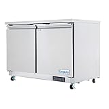EMPURA 48" Undercounter Refrigerator with Two-Solid Door | Low-Profile Reach-In Fridge for Restaurant Cafe Diner | 10.1 Cu Ft, Digital LED Display | 35.5"H x 48.2"W x 29.9"D, Stainless Steel, 115v