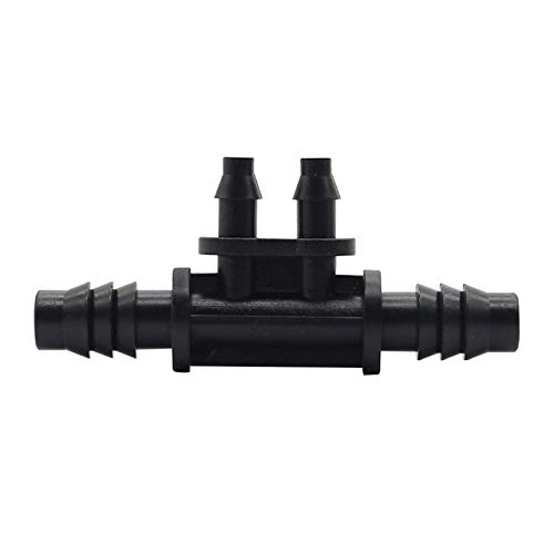 Estentore del connettore di riparazione del tubo flessibile Giardino 4 vie Tubo Splitter 3/8 di pollice a 1/4 di pollice Tee ridotto Barb connettore Agricoltura Irrigazione a goccia Raccordi 100 Pz