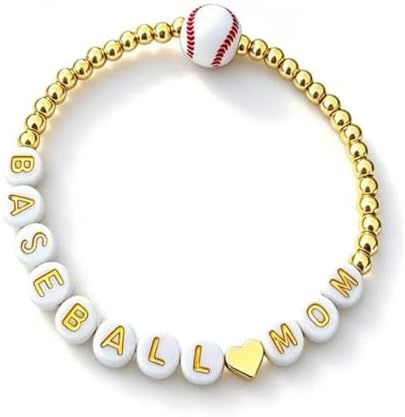 Baseball Softball Mom Bracelet, 14k Gold Plated Beaded Mom Bracelet Jewelry image 4