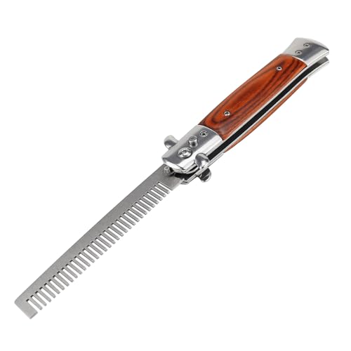 Peine Plegable de Acero Inoxidable con Mango de Madera miniatura 1