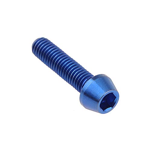 Image of Titanium Ti Bolt M5x9 16 18 20 25 30 35 40 45 50 55 60mm Tapered Head Screws Pack of 4 (M5x20mm, Blue)