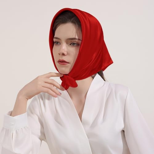 Women Satin Neck Scarf Square Handkerchief for Halloween Retro Costume Accessory3