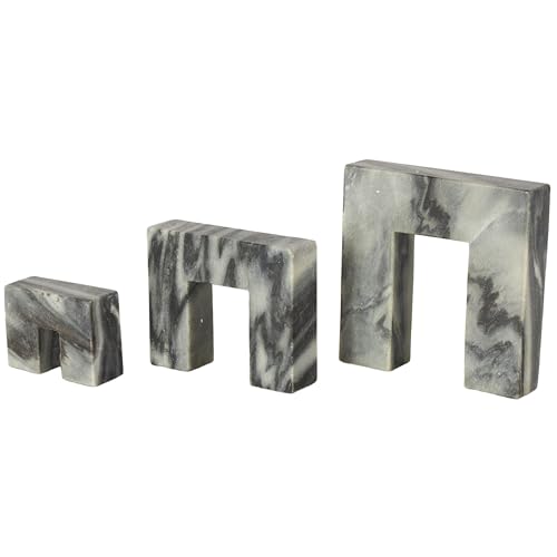 Set de 3 estatuas decorativas abstractas de mármol negro miniatura 1