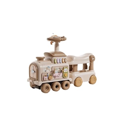 LUOGOXI手押し車 足けり乗用玩具 ベビーウォーカー 乗り物/手押し車 2in1 子供用ウォーカー 知育玩具 歩行練習 指先の運動 おしゃれ かわいい 誕生日プレゼント 出産祝い 男の子 女の子 (5-in-1 ミルクコーヒー ミニトレイン - 速度調