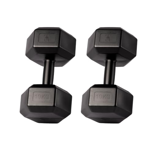 Kit Juego Parejas de Mancuernas hexagonales Pesas de Gimansio Ejercicio en Casa Entrenamiento | 2x10kg / 2x7,5kg / 2x5kg / 2x2,5kg (Negro, 2 x 10KG)