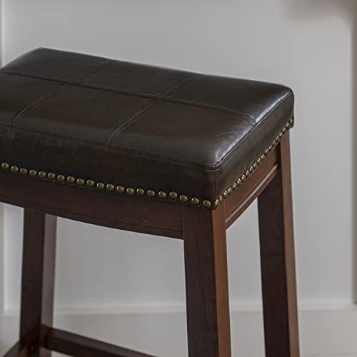 Linon Home Décor Kingston Backless Linon Claridge Stool, Counter Height, Brown Patch Counter, 12.75"D X 18.25"W X 26.75"H #TOP5