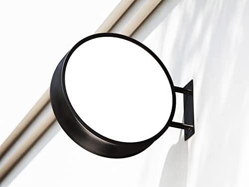 Insegna luminosa a LED su entrambi i lati, 80 x 80 cm, rotonda, per pubblicità esterna, colore: nero