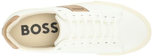 Image of BOSS Men's Aiden Logo Block Leather Low Top Sneakers | Casual Shoes