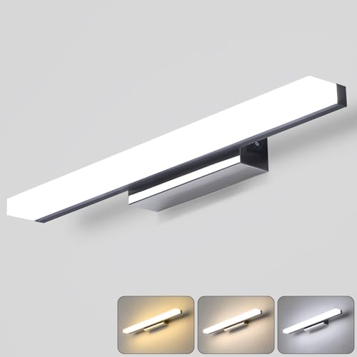 Lightess 40CM Applique Salle De Bain Avec Interrupteur LED 6W Lampes Pour Miroir De Salle De Bain Étanche Ip44 En Acier Inoxydable Décoration WC Toilette...