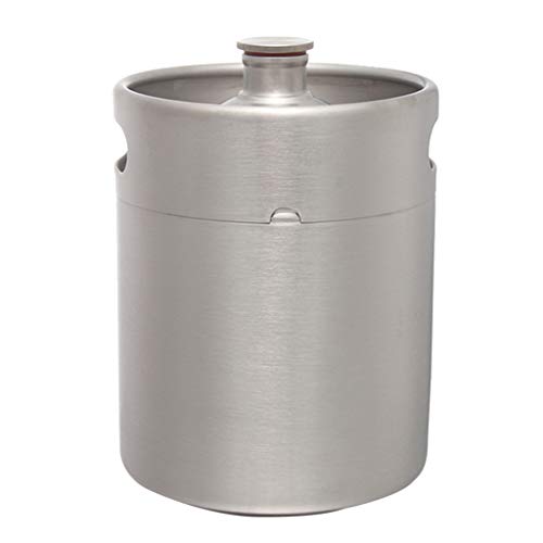 KBOLAE Mini barril de cerveza de acero inoxidable para cerveza casera, plateado, 5 L
