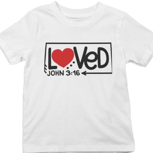 Loved John 3:16 Shirt Kids - Boys Girls Shirts - Child - Heart - Valentine's Day, Faith, Love, Jesus, Spiritual, Blessing