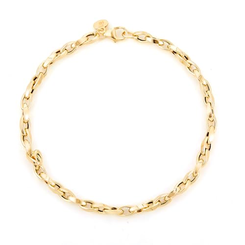 14k Yellow Gold Hollow Flat Tube Oval Rolo Bracelet - 7.5"2