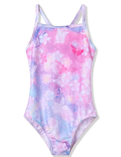Image of TENVDA Girl's One Piece Swimsuit Sparkle Sleeveless One-Piece Bathing Suits Swimwear for Kids 2-12 Years Old