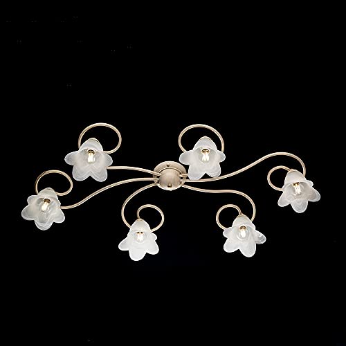 Plafonnier en fer forgé 6 lumières salon chambre luminaire classique