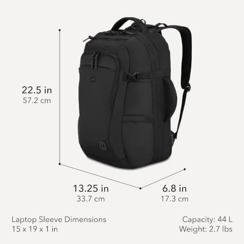 SwissGear Hybrid 45L Travel Backpack, Fits 17 inch Laptop, Men's and Women's, Black - image 2