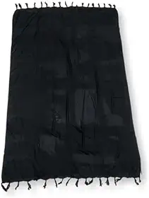Canga Praia Tradicional, Preta com Franjas, Tecido 100% Viscose Leve para Uso na Praia e Piscina