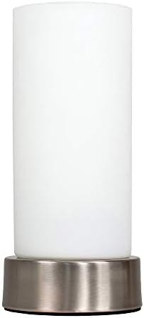 MiniSun Modern Silver Chrome Bedside Table Lamp with White Glass Shade - Complete with a 4w LED Candle Bulb [3000K Warm White]