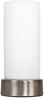 MiniSun Modern Silver Chrome Bedside Table Lamp with White Glass Shade - Complete with a 4w LED Candle Bulb [3000K Warm White]
