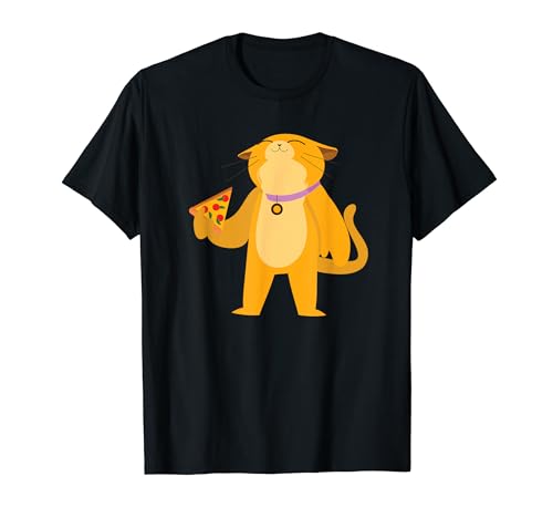 Lindo Gato Comiendo Pizza Hobby Chef Comida Italiana Camiseta