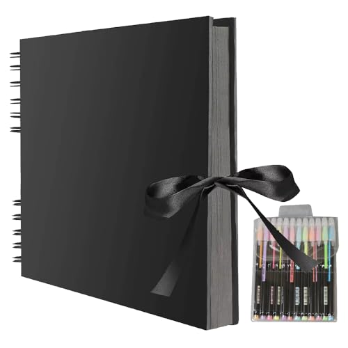 Photo Album Self Adhesive Pages - Our Adventure book Scrapbook - Scrap Picture Blank Book Large 80 Black Pages DIY Gift Scrapbooking Kit with Accessories - Memory Books for Children