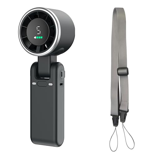 PlayHot Portable Handheld Turbo Fan (Black) & Lanyard