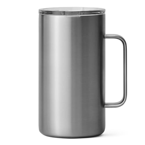 Image of YETI Rambler 24 oz (709 ml) Coffee Mug, Stainless Steel | Large Travel Mug with Handle & MagSlider Lid (Not Leakproof), Insulated Coffee Cup Keeps Drinks Hot or Cold